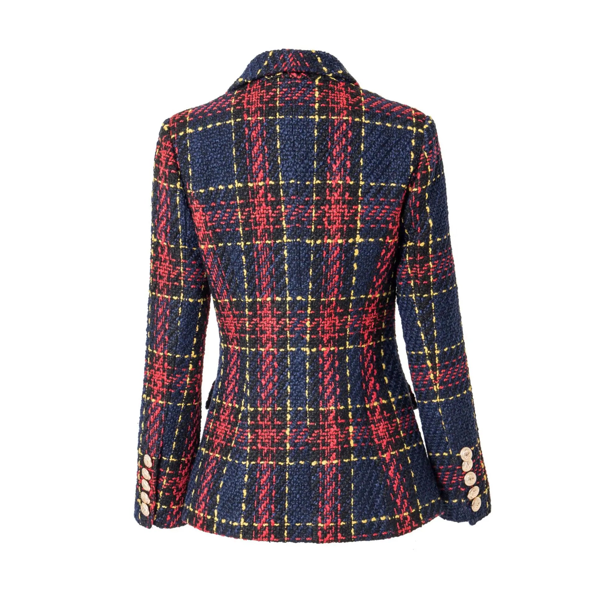 Scotticize Vintage Woolen Red Plaid Pattern Blazer Jacket