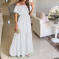 Off Shoulder Hem Lace Up Maxi Dress WHITE S