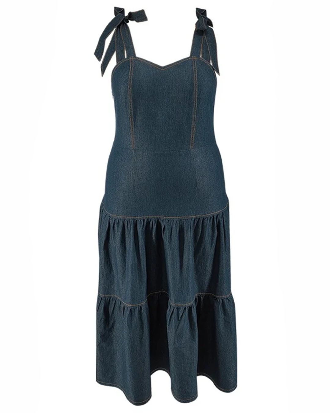 Plus Size Sleeveless Denim Maxi Dress   