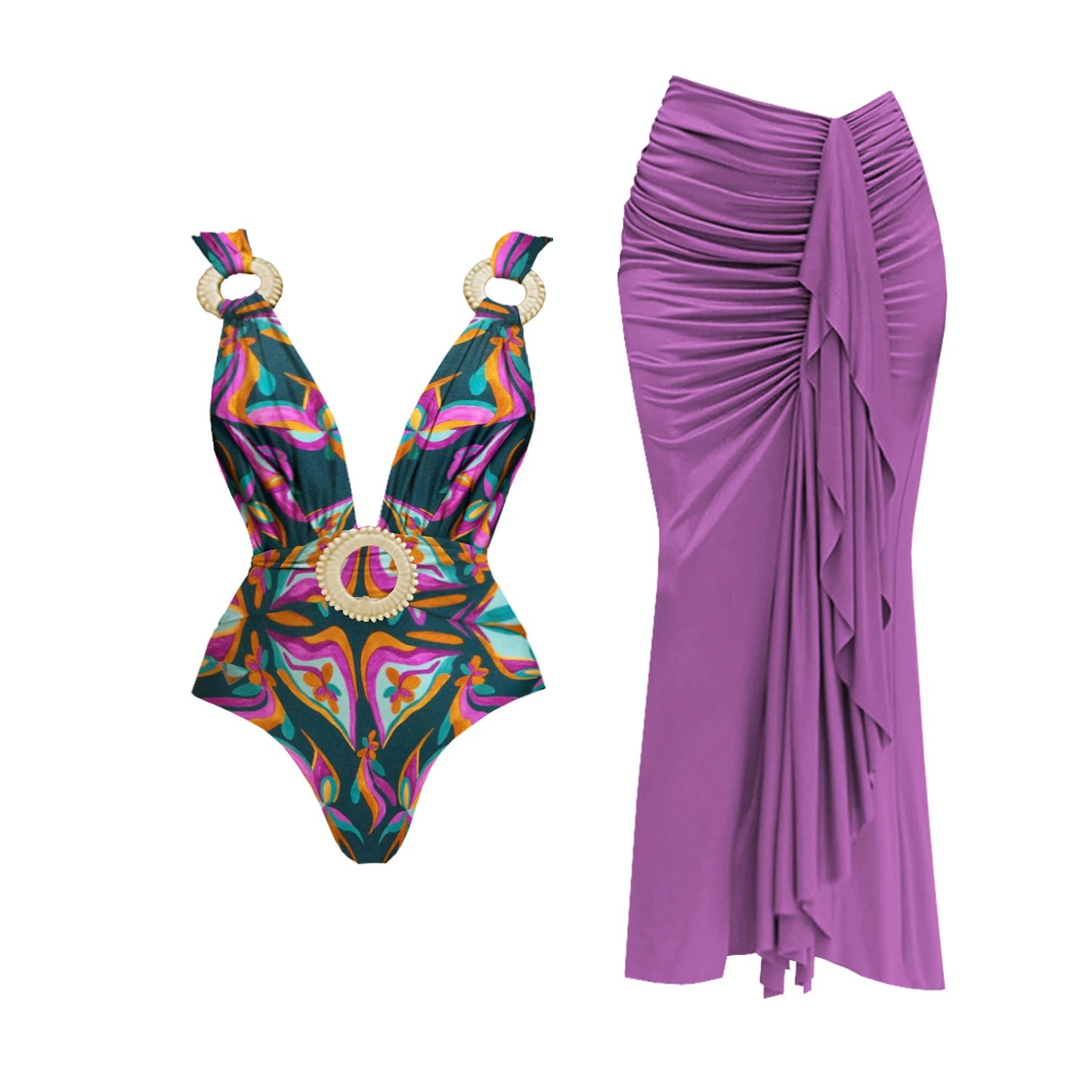 Sexy Belted Blouse Swimsuit Bikini Set set1 S