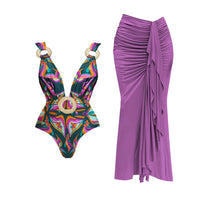 Sexy Belted Blouse Swimsuit Bikini Set