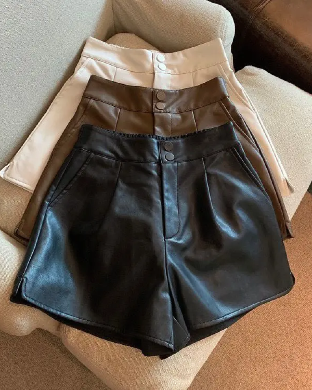 High Waist Leather Shorts   