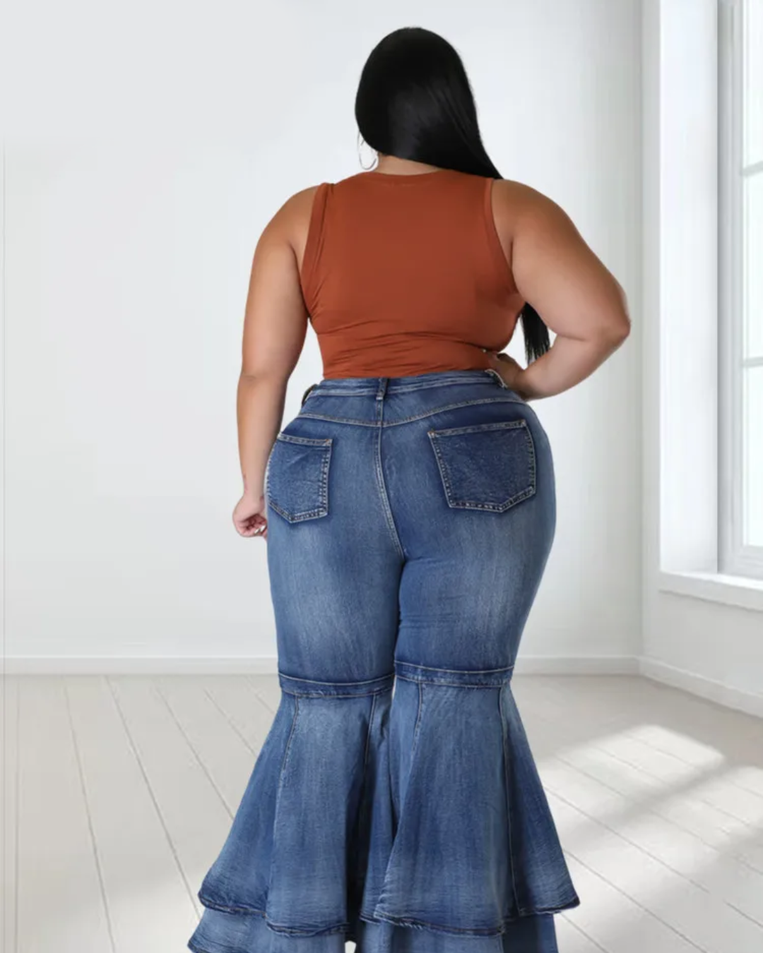 Plus Size High Waist Flared Pants   