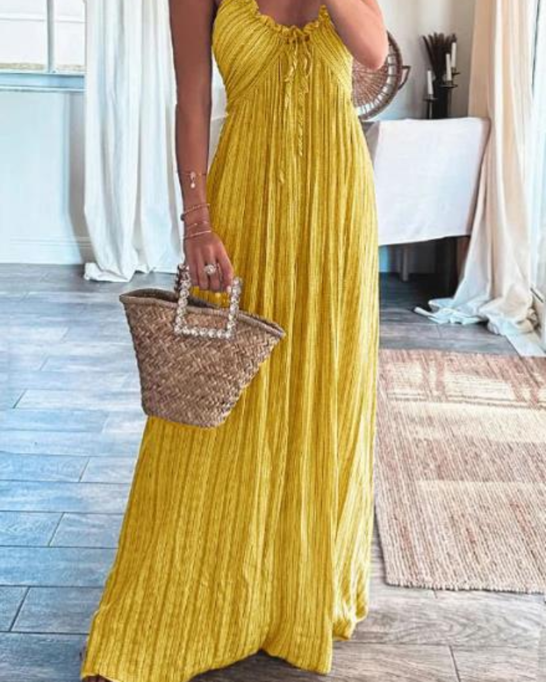 Loose Long Dress Yellow S 