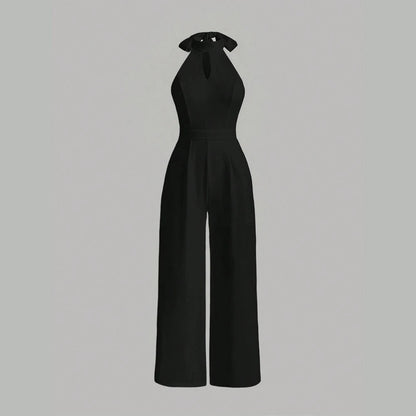Off-Shoulder Halter Neck Jumpsuit Black XS
