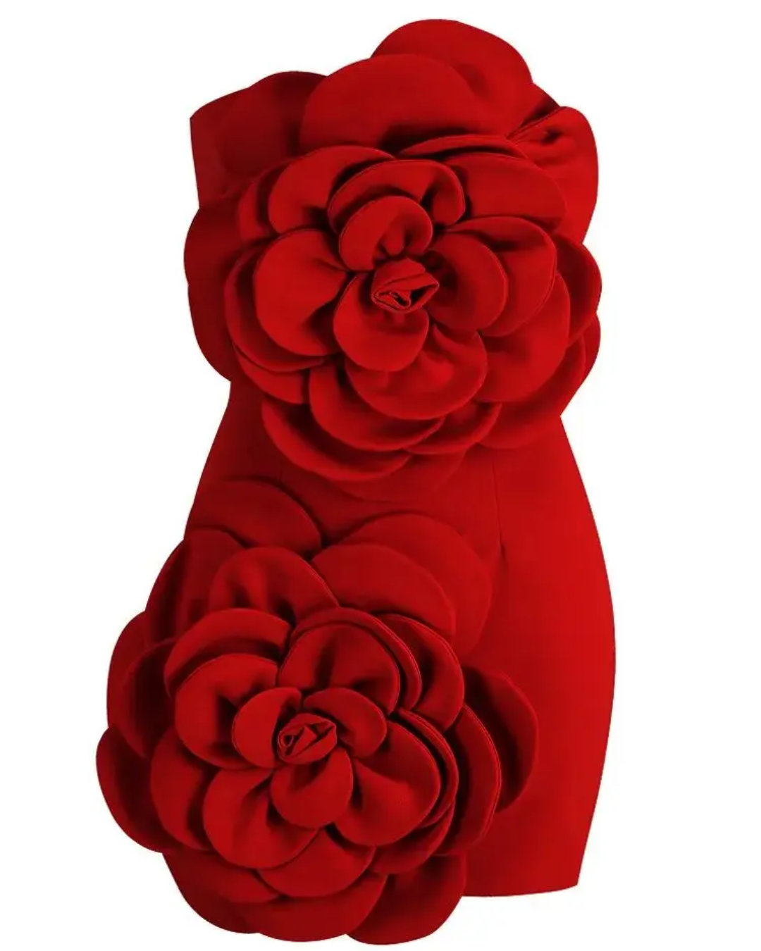 Large Flower Mini Dress Red XS 