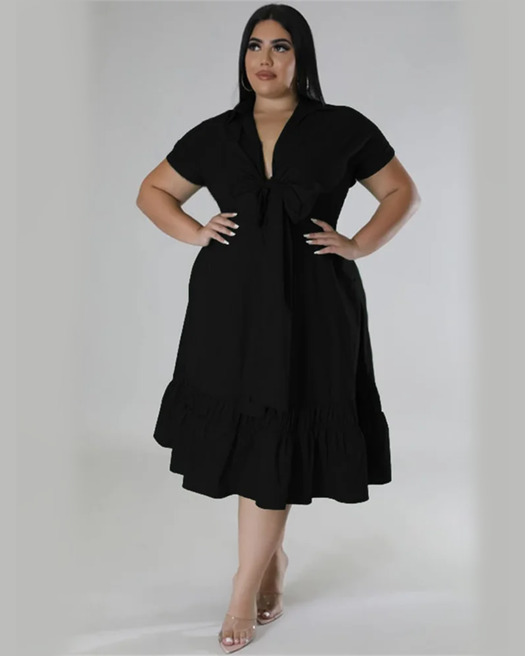 Plus Size Bandage Bow Dress   