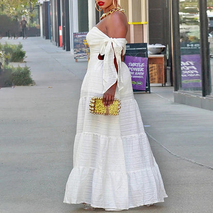 Backless Belted Off Shoulder Wide Leg Jumpsuits