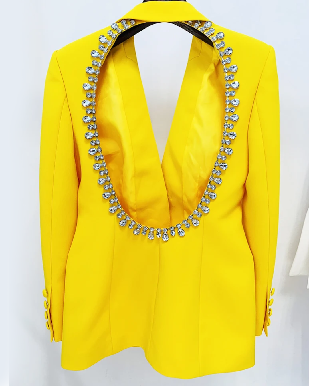 Rhinestone Backless Blazer Jacket   