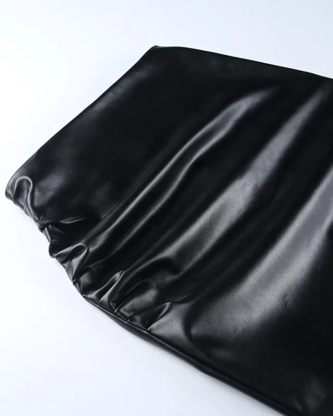 Ruched Leather Midi Skirts   