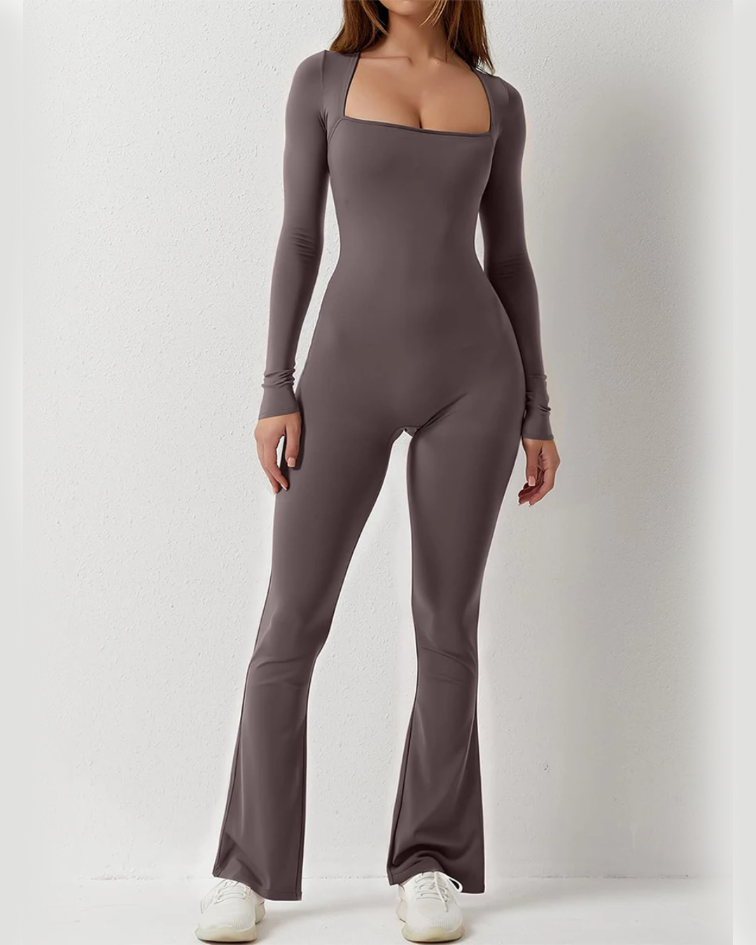 Long Sleeve Square Neck Jumpsuit   