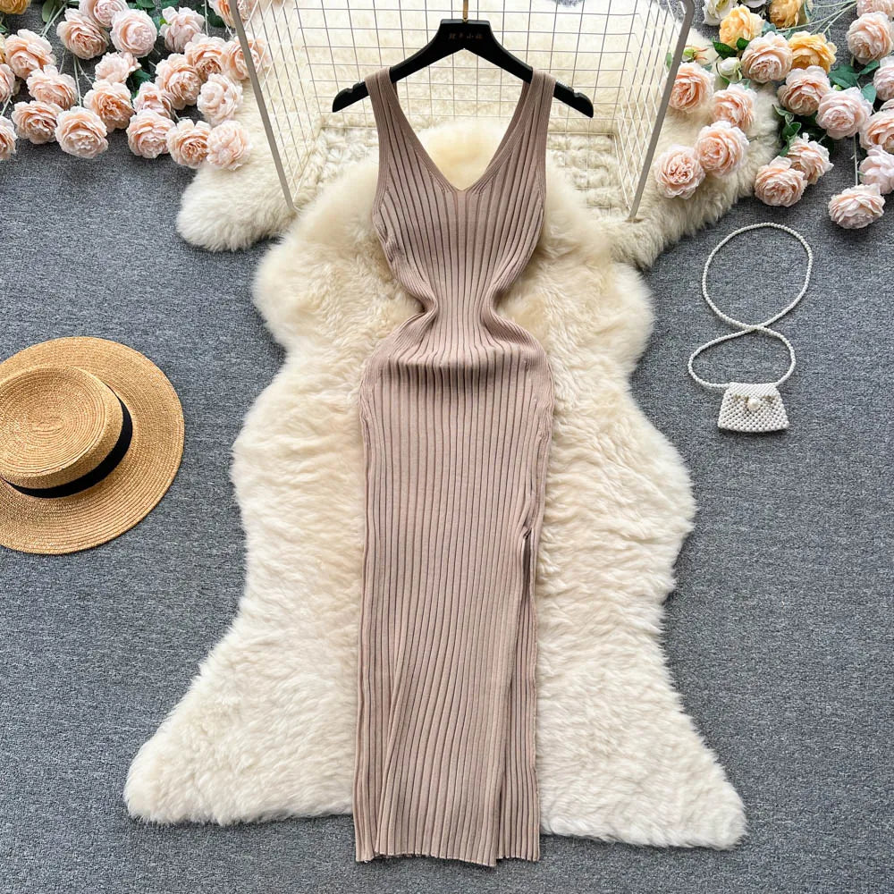 Stretchy Sleeveless Knitted Dress