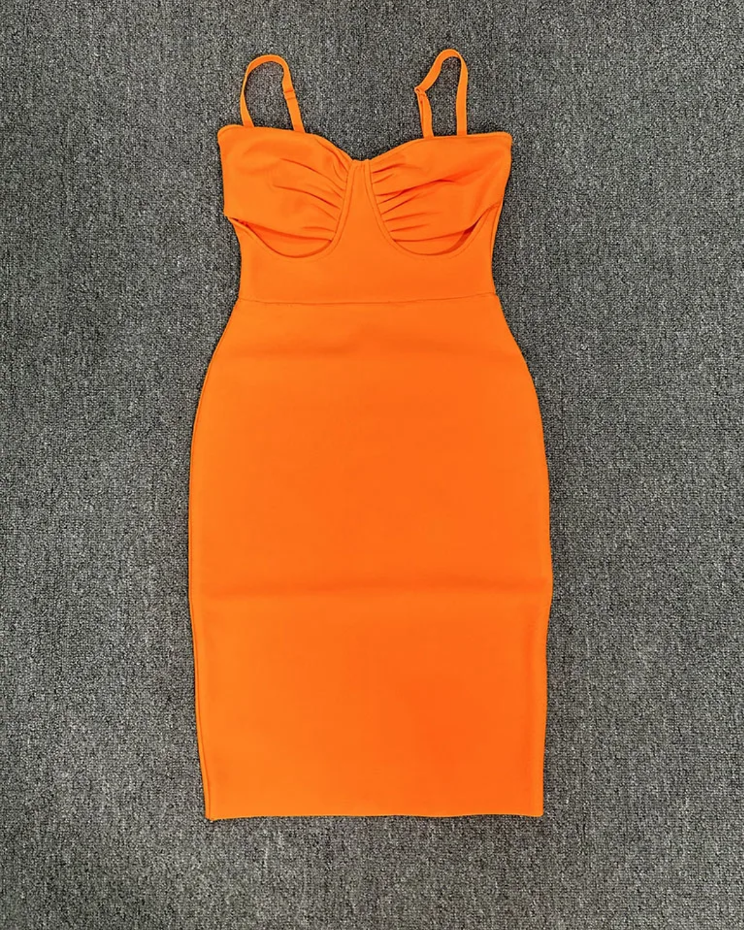 Hollow Out Bandage Dress Orange S 