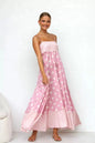 Sexy Off-Shoulder Backless Print Gown L Pink