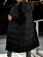 Long Hooded Sleeveless Puffer Jacket black S
