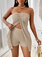 Strapless Bandeau Top Shorts Suit APRICOT S