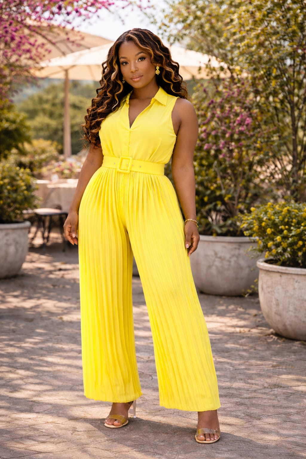 Sunset Bloom Pleated Jumpsuit