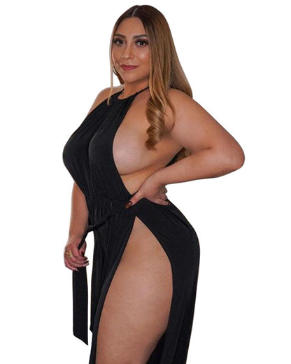 Slit Wide Leg Sleeveless Jumpsuit   