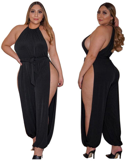 Slit Wide Leg Sleeveless Jumpsuit   