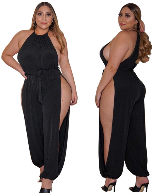Slit Wide Leg Sleeveless Jumpsuit   