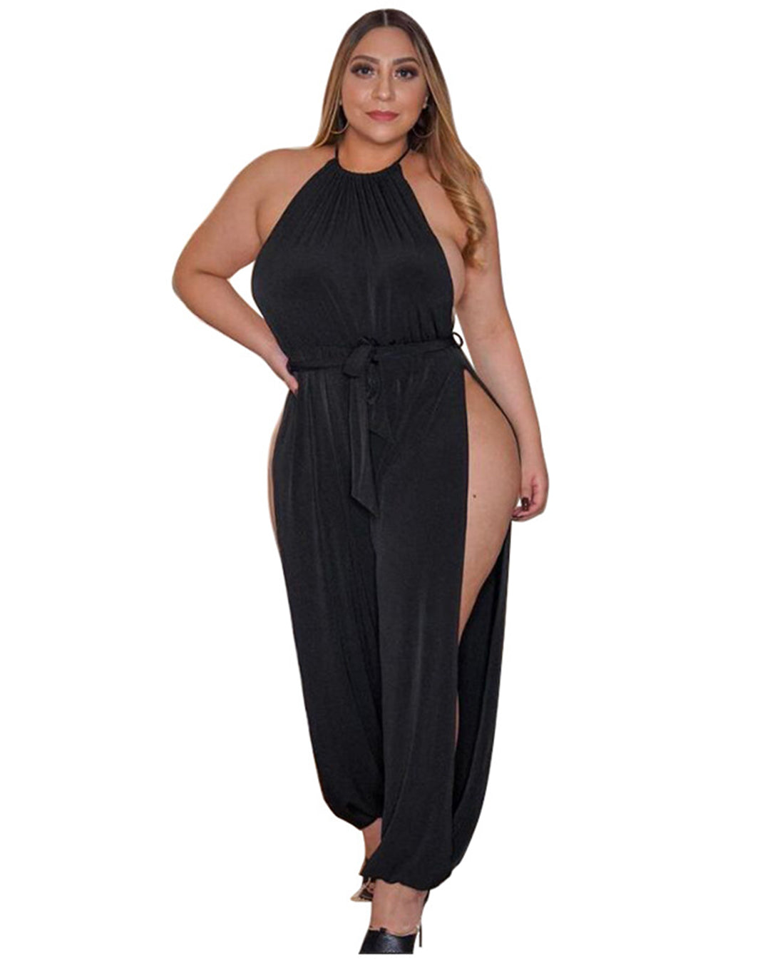 Slit Wide Leg Sleeveless Jumpsuit   