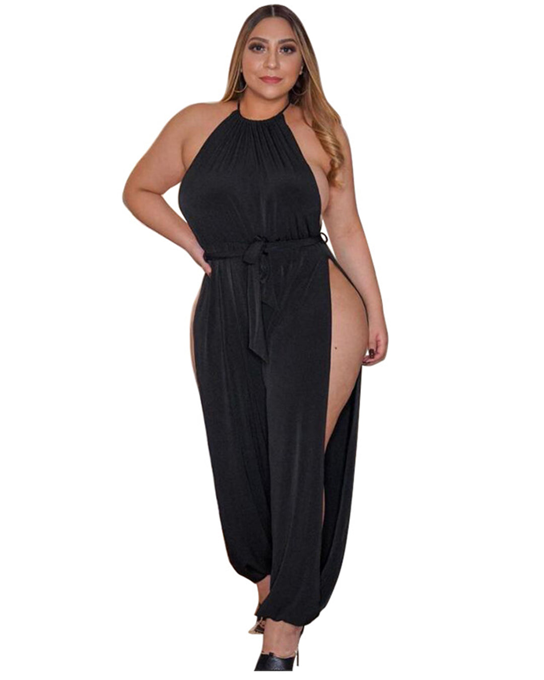 Slit Wide Leg Sleeveless Jumpsuit   