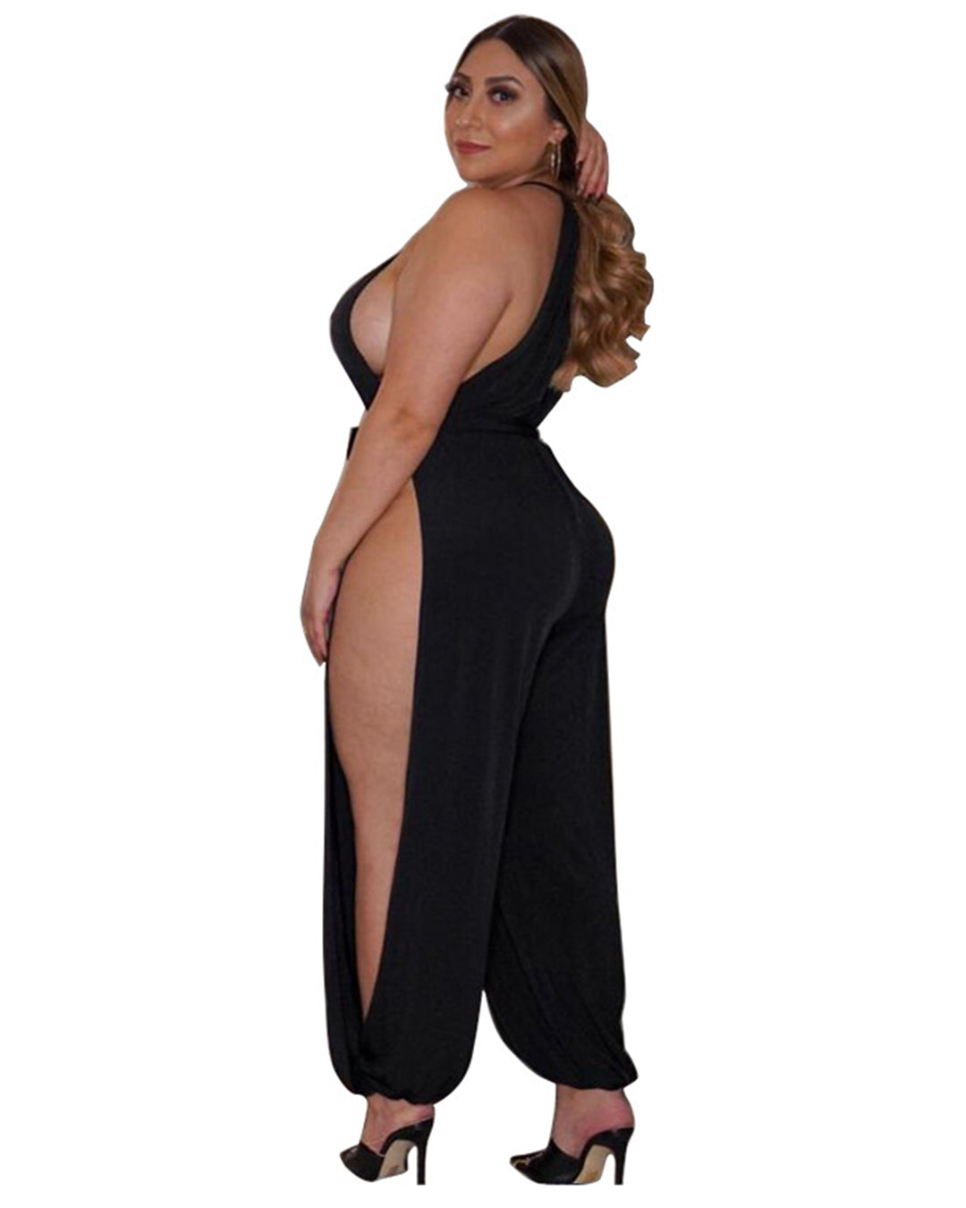 Slit Wide Leg Sleeveless Jumpsuit   