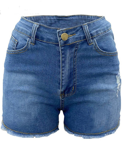 Large Size Sexy Ripped Denim Shorts   