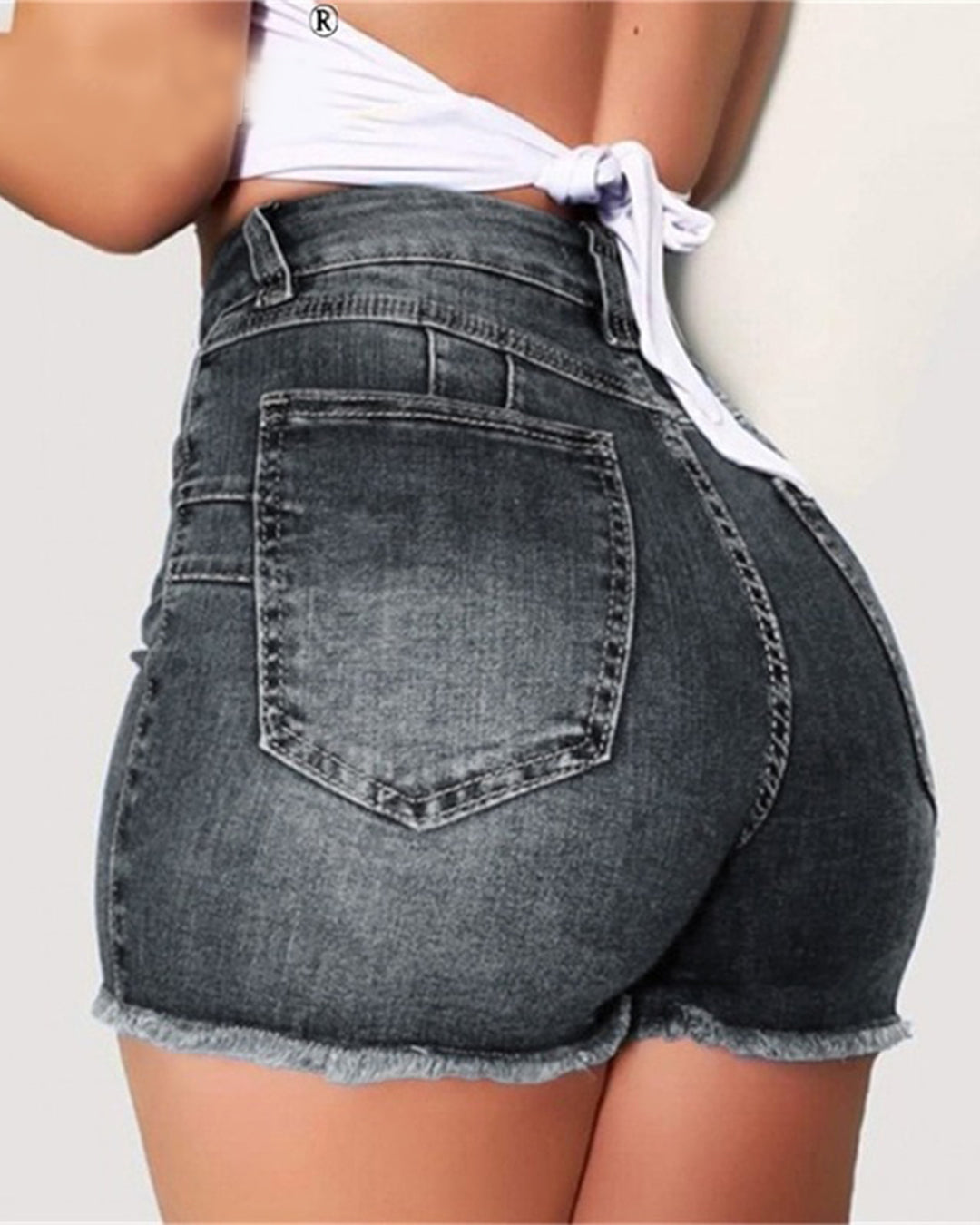 Large Size Sexy Ripped Denim Shorts Gray S 