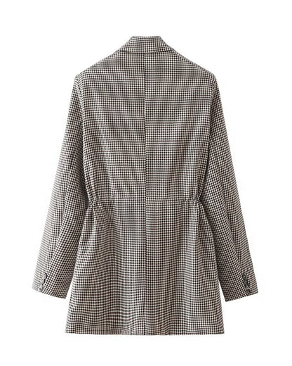Color Matching Drawstring Blazer   