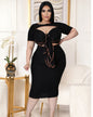 Reverse Side Hollow Cutout Strap Dress XL Black 