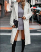 Solid Color Long Sleeve Woolen Coat S White 
