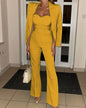 Long Sleeve Small Work Pant Two Piece Set S Yellow 