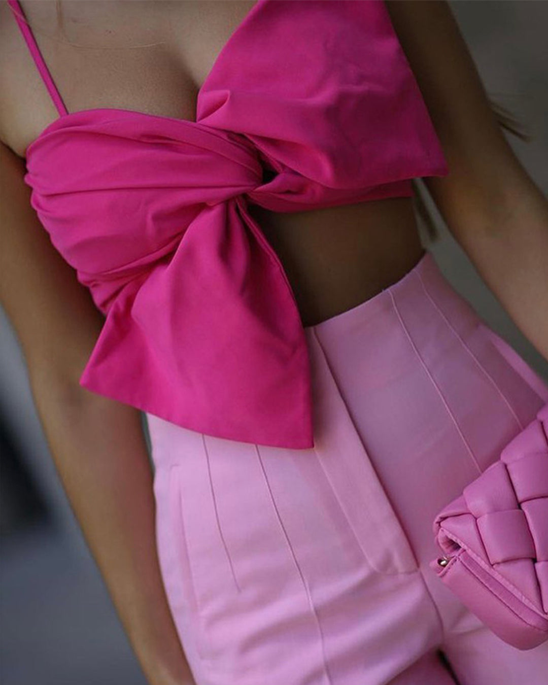 3D Bow Backless Camisole S Pink 