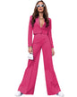 Long Sleeve Top & Wide Leg Pants Set S Coral Red 