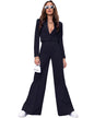Long Sleeve Top & Wide Leg Pants Set S Navy Blue 