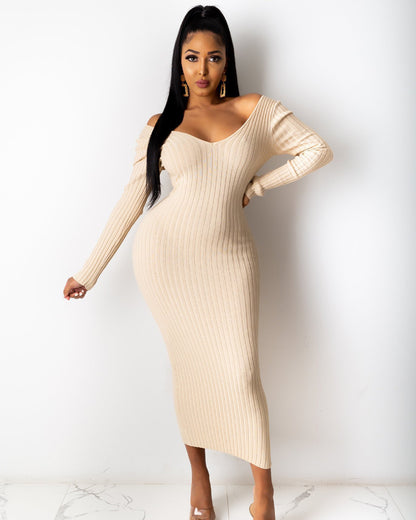 Plus Size V Neck Off Shoulder Thread Dress XL Ivory 