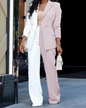 Multicolor Long Sleeve Top & Casual Trousers Set S Apricot 