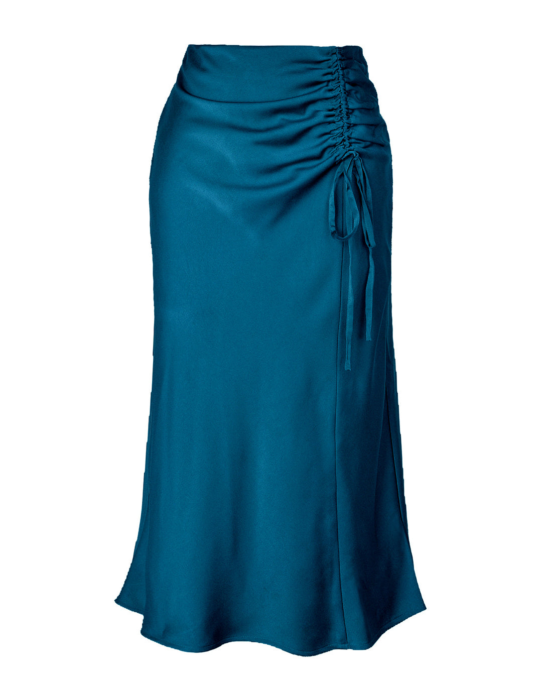High Waist Slimming Zipper Long Skirt S Blue 