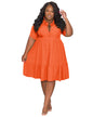 Plus Size Polo Collar Short Sleeved Shirt Dress XL Nacarat 