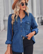 Thin Denim Long Sleeved Shirt S Dark Blue 