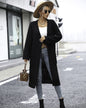 Solid Color Knitted Pocket Coat S Black 