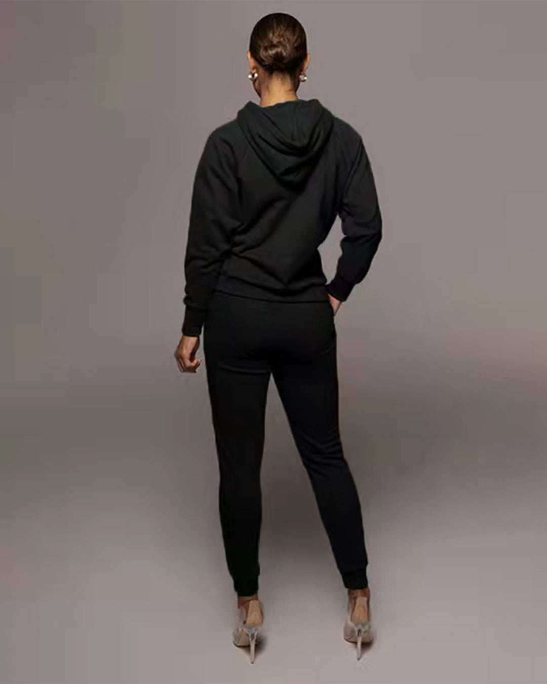 Hooded Pullover Trousers & Long Sleeve Sweater Set   
