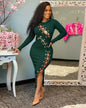 Sunken Stripe Hollow Cutout Tight Dress S Blackish Green 