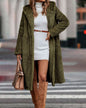 Solid Color Long Sleeve Woolen Coat S Army Green 