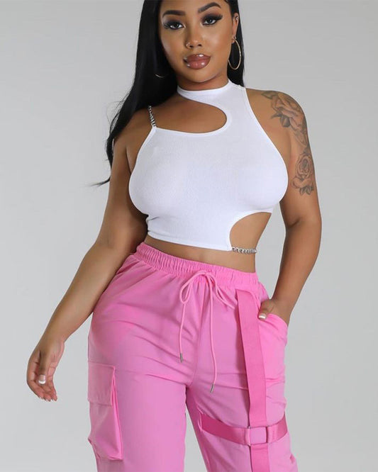 Metal Chain Women T Shirt Vest