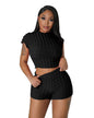 Popcorn Bubble Two Piece Set S Black 