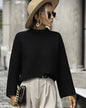 Pullover Loose Fitting Solid Color Sweater S Black 