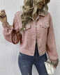 Collared Single Breasted Houndstooth Jacquard Coat S Red 