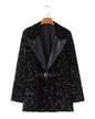 European Sequined Blazer S Black 